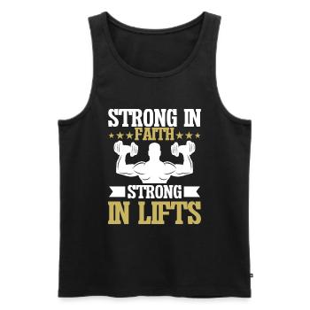 Jesus Christian Gym Workout - Men's Premium Organic Tank Top - black - Front - Michal (187cm)
