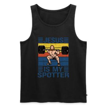 Jesus Christliches Fitnessstudio Workout - Männer Premium Bio Tank Top - Schwarz - Vorne - AI Model Male 178 light (178cm)