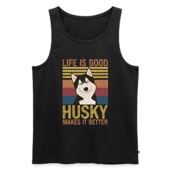Siberian Husky Dog Lover Puppy Dog Owner - Men's Premium Organic Tank Top - black - Front - Michal (187cm)