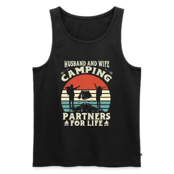 Husband And Wife Camping Partner Couple Matching - Men's Premium Organic Tank Top - black - Front - AI Model Male 178 light (178cm)