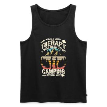 Husband And Wife Camping Partner Couple Matching - Men's Premium Organic Tank Top - black - Front - AI Model Male 178 light (178cm)