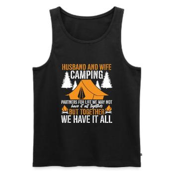 Husband And Wife Camping Partner Couple Matching - Men's Premium Organic Tank Top - black - Front - AI Model Male 178 light (178cm)