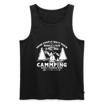 Husband And Wife Camping Partner Couple Matching - Men's Premium Organic Tank Top - black - Front - AI Model Male 178 light (178cm)