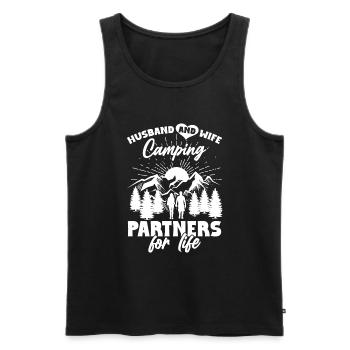 Husband And Wife Camping Partner Couple Matching - Men's Premium Organic Tank Top - black - Front - AI Model Male 178 light (178cm)