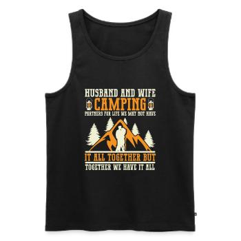 Husband And Wife Camping Partner Couple Matching - Men's Premium Organic Tank Top - black - Front - AI Model Male 178 light (178cm)