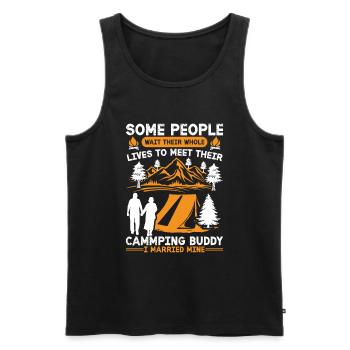 Husband And Wife Camping Partner Couple Matching - Men's Premium Organic Tank Top - black - Front - AI Model Male 178 light (178cm)