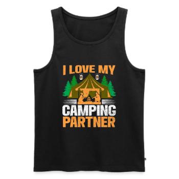 Husband And Wife Camping Partner Couple Matching - Men's Premium Organic Tank Top - black - Front - AI Model Male 178 light (178cm)