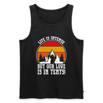 Husband And Wife Camping Partner Couple Matching - Men's Premium Organic Tank Top - black - Front - AI Model Male 178 light (178cm)
