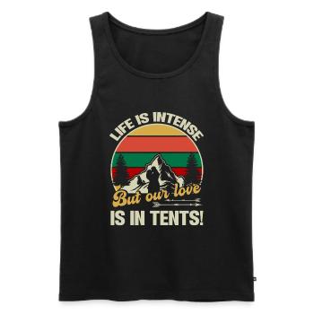 Husband And Wife Camping Partner Couple Matching - Men's Premium Organic Tank Top - black - Front - AI Model Male 178 light (178cm)
