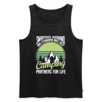 Husband And Wife Camping Partner Couple Matching - Men's Premium Organic Tank Top - black - Front - AI Model Male 178 light (178cm)