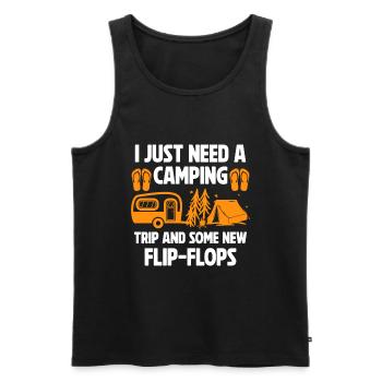 Camping Flip Flops Camper Nature Outdoor - Men's Premium Organic Tank Top - black - Front - AI Model Male 178 light (178cm)