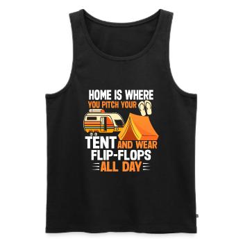 Camping Flip Flops Camper Nature Outdoor - Men's Premium Organic Tank Top - black - Front - AI Model Male 178 light (178cm)