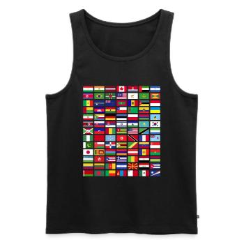 Tous les pays Drapeaux du monde 287 Drapeau - Débardeur bio Premium Homme - noir - Devant - AI Model Male 178 light (178cm)