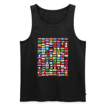 Tous les pays Drapeaux du monde 287 Drapeau - Débardeur bio Premium Homme - noir - Devant - AI Model Male 178 light (178cm)
