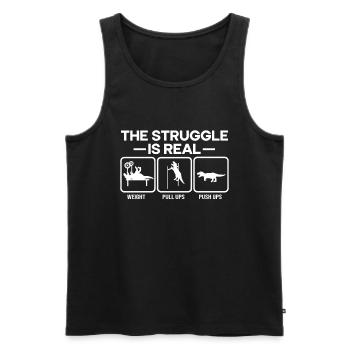 Der Kampf Ist Ein Echtes T-Rex Dinosaurier Fitness - Männer Premium Bio Tank Top - Schwarz - Vorne - AI Model Male 178 light (178cm)