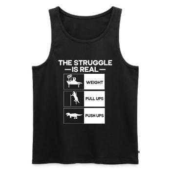 Der Kampf Ist Ein Echtes T-Rex Dinosaurier Fitness - Männer Premium Bio Tank Top - Schwarz - Vorne - AI Model Male 178 light (178cm)
