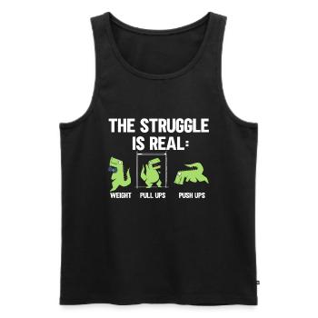 Der Kampf Ist Ein Echtes T-Rex Dinosaurier Fitness - Männer Premium Bio Tank Top - Schwarz - Vorne - AI Model Male 178 light (178cm)