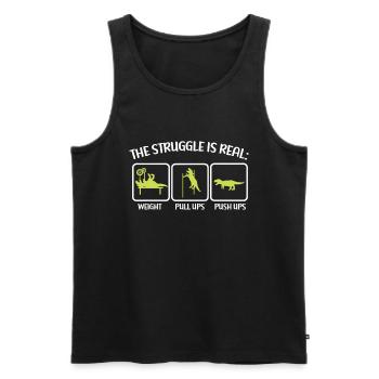 Der Kampf Ist Ein Echtes T-Rex Dinosaurier Fitness - Männer Premium Bio Tank Top - Schwarz - Vorne - AI Model Male 178 light (178cm)