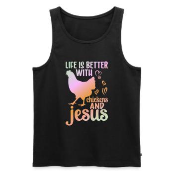 Jesus And Chickens Farmer Lover Farmer - Men's Premium Organic Tank Top - black - Front - Michal (187cm)