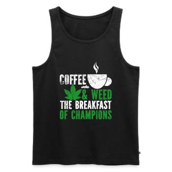 Weed Coffee Cannabis Stoner Koffein Ganja - Männer Premium Bio Tank Top - Schwarz - Vorne - Michal (187cm)