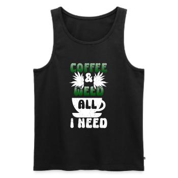 Weed Coffee Cannabis Stoner Koffein Ganja - Männer Premium Bio Tank Top - Schwarz - Vorne - Michal (187cm)
