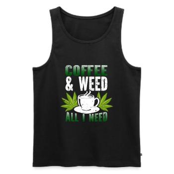 Weed Coffee Cannabis Stoner Koffein Ganja - Männer Premium Bio Tank Top - Schwarz - Vorne - Michal (187cm)