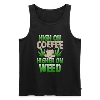 Weed Coffee Cannabis Stoner Caffeine Ganja - Men's Premium Organic Tank Top - black - Front - AI Model Male 178 light (178cm)