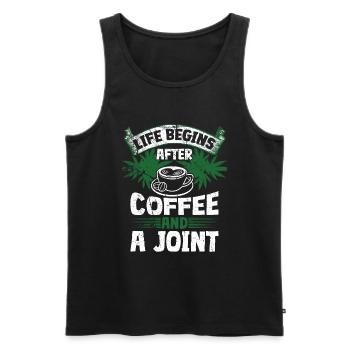 Weed Coffee Cannabis Stoner Koffein Ganja - Männer Premium Bio Tank Top - Schwarz - Vorne - Michal (187cm)