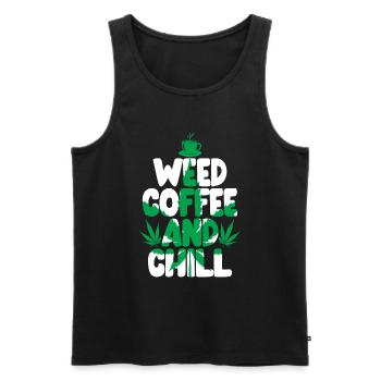 Weed Coffee Cannabis Stoner Koffein Ganja - Männer Premium Bio Tank Top - Schwarz - Vorne - Michal (187cm)