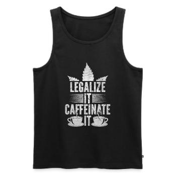 Weed, Café, Cannabis, Stoner, Caféine, Ganja - Débardeur bio Premium Homme - noir - Devant - Michal (187cm)