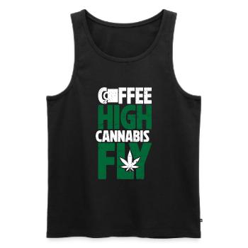 Weed, Café, Cannabis, Stoner, Caféine, Ganja - Débardeur bio Premium Homme - noir - Devant - Michal (187cm)