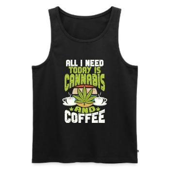 Weed Coffee Cannabis Stoner Koffein Ganja - Männer Premium Bio Tank Top - Schwarz - Vorne - Michal (187cm)