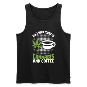 Weed Coffee Cannabis Stoner Koffein Ganja - Männer Premium Bio Tank Top - Schwarz - Vorne - Michal (187cm)