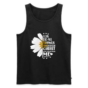 I Can Do All Things Through Christ Daisy Flower - Men's Premium Organic Tank Top - black - Front - AI Model Male 178 light (178cm)