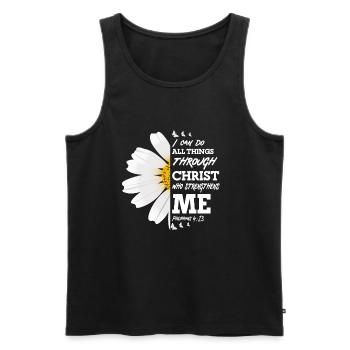 I Can Do All Things Through Christ Daisy Flower - Men's Premium Organic Tank Top - black - Front - AI Model Male 178 light (178cm)