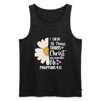 I Can Do All Things Through Christ Daisy Flower - Men's Premium Organic Tank Top - black - Front - AI Model Male 178 light (178cm)