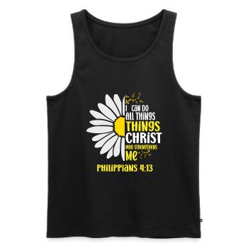 I Can Do All Things Through Christ Daisy Flower - Men's Premium Organic Tank Top - black - Front - AI Model Male 178 light (178cm)