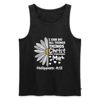 I Can Do All Things Through Christ Daisy Flower - Men's Premium Organic Tank Top - black - Front - AI Model Male 178 light (178cm)