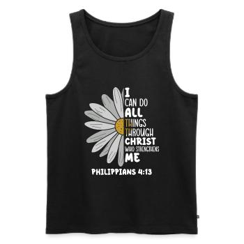 I Can Do All Things Through Christ Daisy Flower - Men's Premium Organic Tank Top - black - Front - AI Model Male 178 light (178cm)