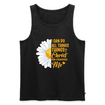 I Can Do All Things Through Christ Daisy Flower - Men's Premium Organic Tank Top - black - Front - AI Model Male 178 light (178cm)