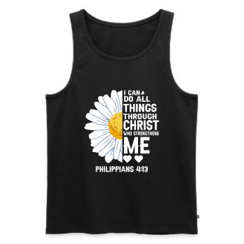 I Can Do All Things Through Christ Daisy Flower - Men's Premium Organic Tank Top - black - Front - AI Model Male 178 light (178cm)