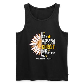 I Can Do All Things Through Christ Daisy Flower - Men's Premium Organic Tank Top - black - Front - AI Model Male 178 light (178cm)