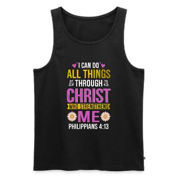 I Can Do All Things Through Christ Daisy Flower - Men's Premium Organic Tank Top - black - Front - AI Model Male 178 light (178cm)