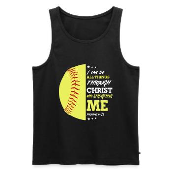 Je peux tout faire grâce à la balle molle du Christ - Débardeur bio Premium Homme - noir - Devant - Michal (187cm)