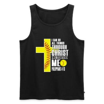 Je peux tout faire grâce à la balle molle du Christ - Débardeur bio Premium Homme - noir - Devant - Michal (187cm)