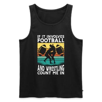 Funny Football And Wrestling Wrestler - Men's Premium Organic Tank Top - black - Front - AI Model Male 178 light (178cm)
