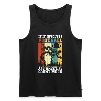 Funny Football And Wrestling Wrestler - Men's Premium Organic Tank Top - black - Front - AI Model Male 178 light (178cm)