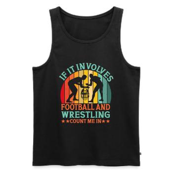 Funny Football And Wrestling Wrestler - Men's Premium Organic Tank Top - black - Front - AI Model Male 178 light (178cm)