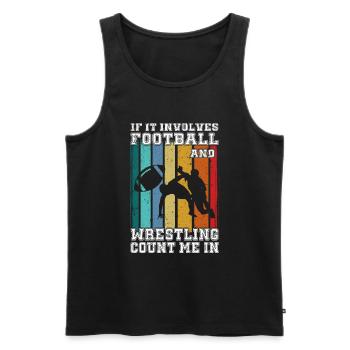 Funny Football And Wrestling Wrestler - Men's Premium Organic Tank Top - black - Front - AI Model Male 178 light (178cm)
