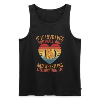 Funny Football And Wrestling Wrestler - Men's Premium Organic Tank Top - black - Front - AI Model Male 178 light (178cm)